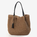 Large-Capacity French Retro Straw Tassel Shoulder Woven Beach Bag