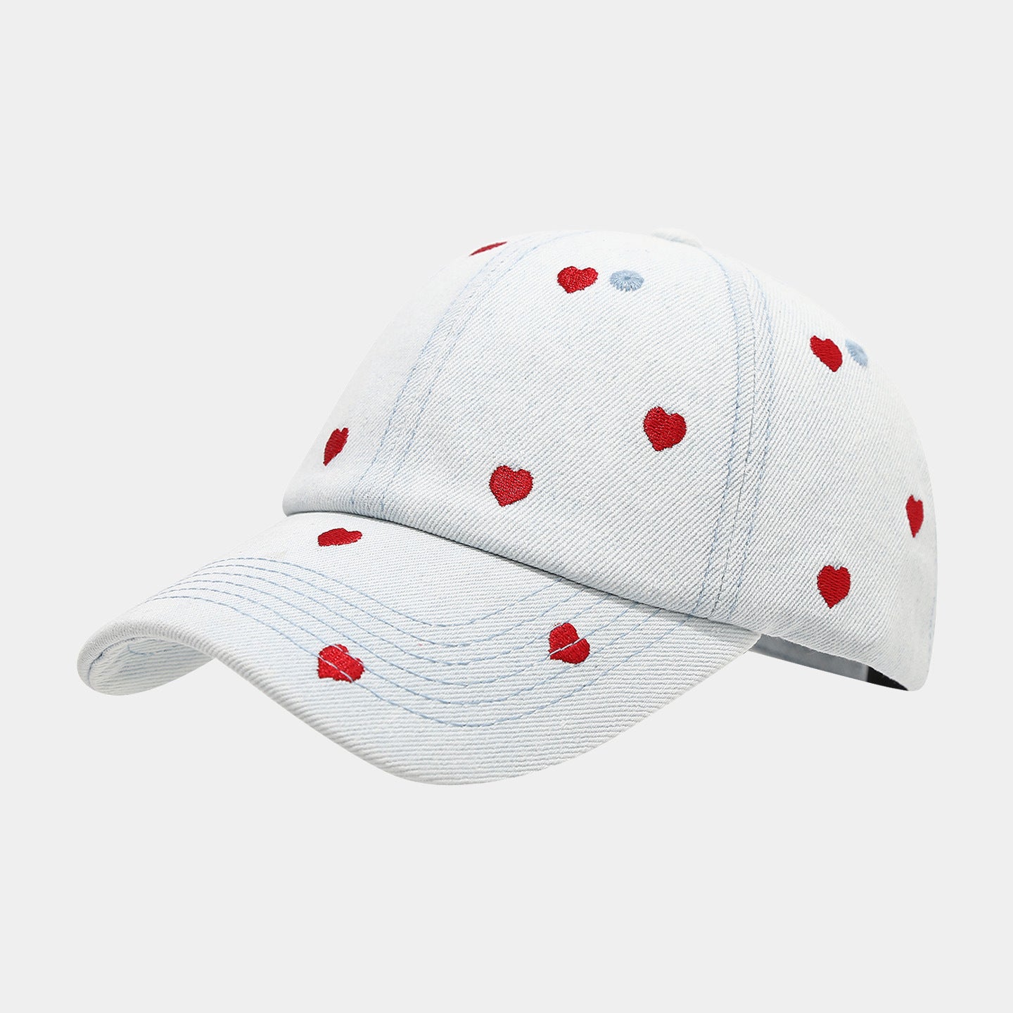 Love Embroidered Denim Baseball Cap