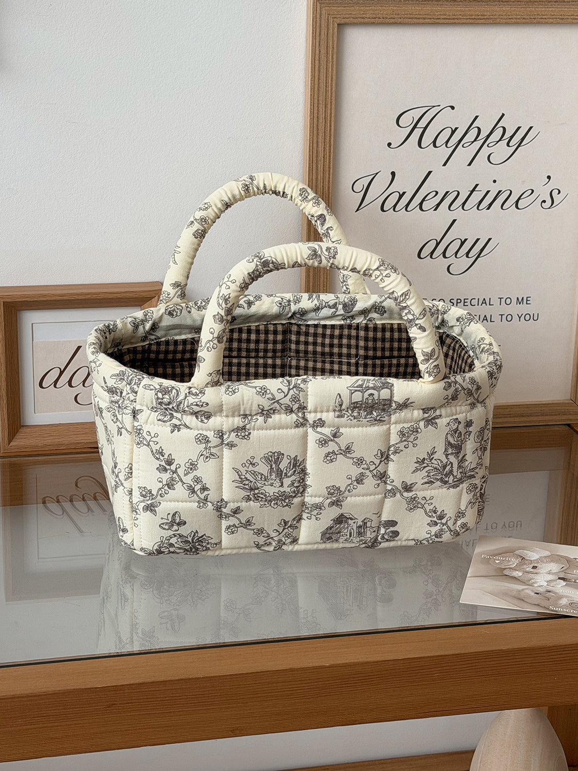 Pastoral Floral Desktop Organizer Basket