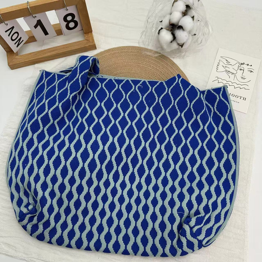 Shoulder Bags, Bucket Bags, Large-Capacity Knit Bags, Tote Bags, Woven Handbags, Women's Bags, Organized, Ombré, Versatile, Fashionable