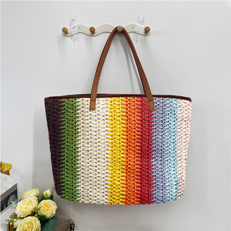 Handheld Woven Large Capacity Commuter Tote Bag