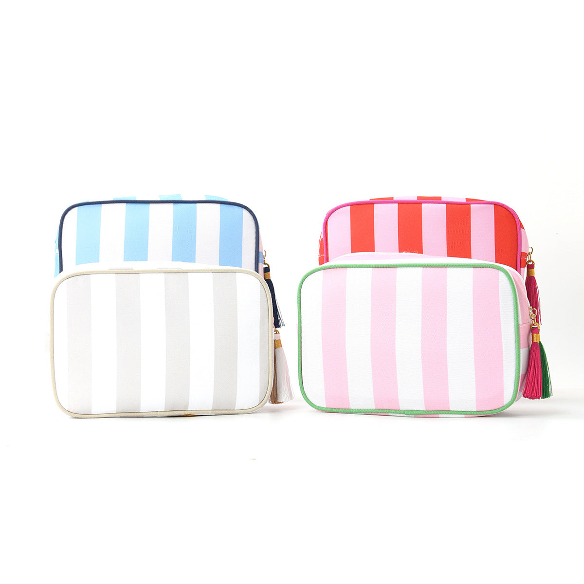 Striped Tassel Large Capacity Waterproof Cosmetic Travel Bag