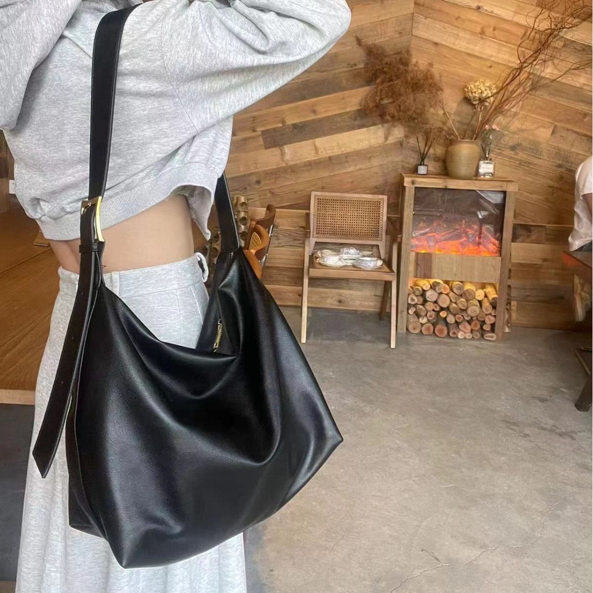 Soft PU Oversized Slouchy Hobo Bag Shoulder Tote with Adjustable Strap