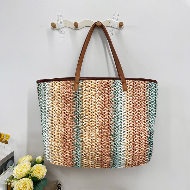 Handheld Woven Large Capacity Commuter Tote Bag