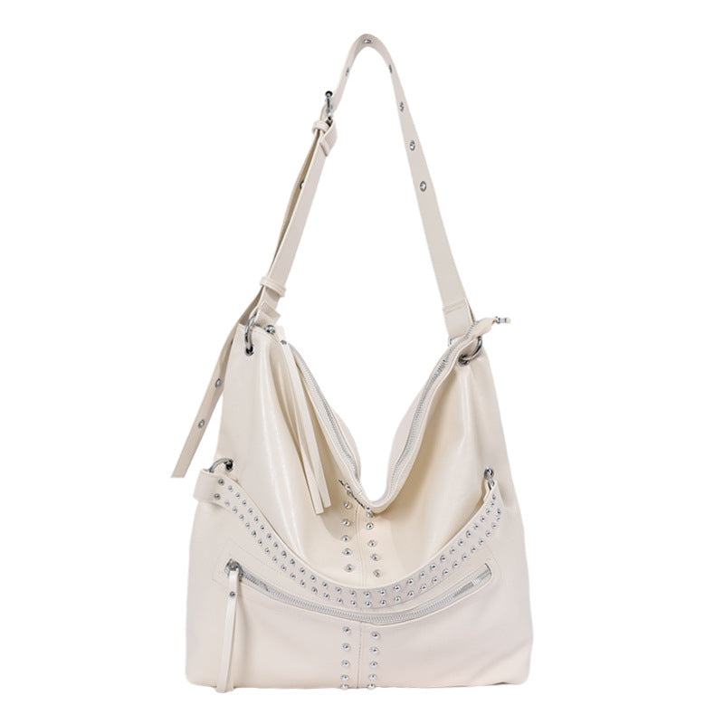 Vintage Studded PU Hobo Shoulder Bag
