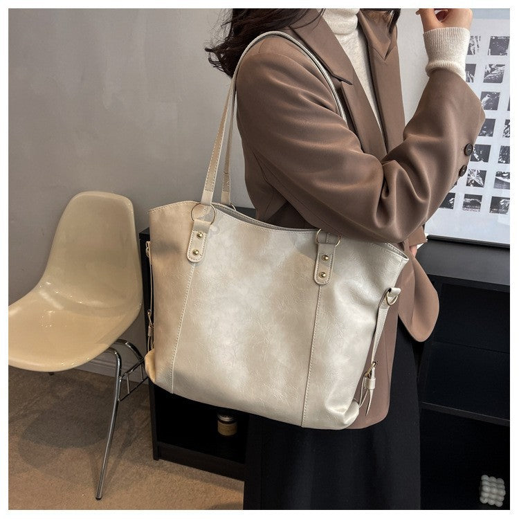 Vintage PU Leather Large Capacity Shoulder Handbag Tote Bag