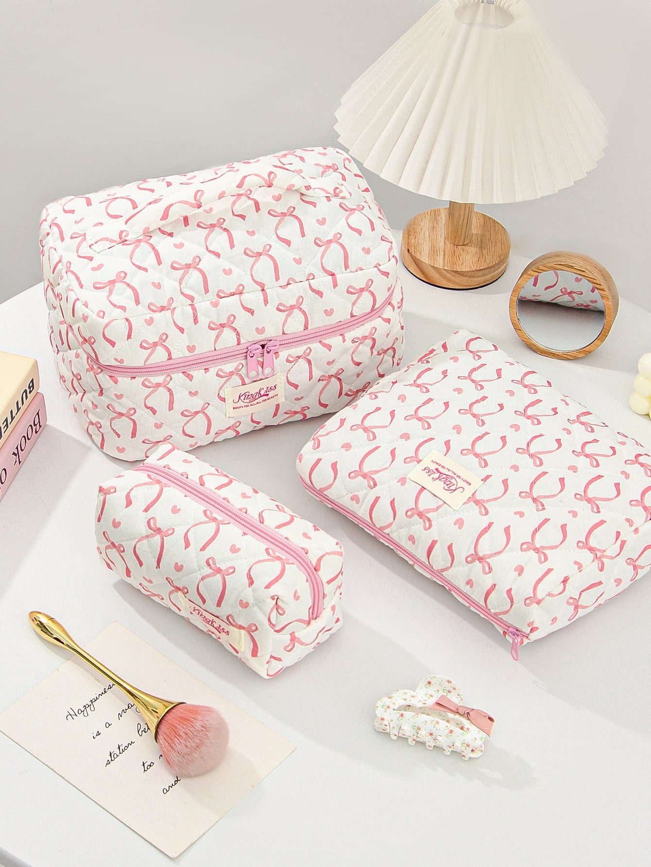 Canvas Striped Octagonal Large-Capacity Toiletry Bag