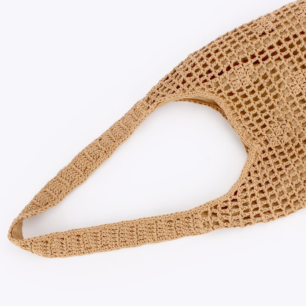 Boho Openwork Hand Crocheted Cotton Rope Shoulder Tote Bag