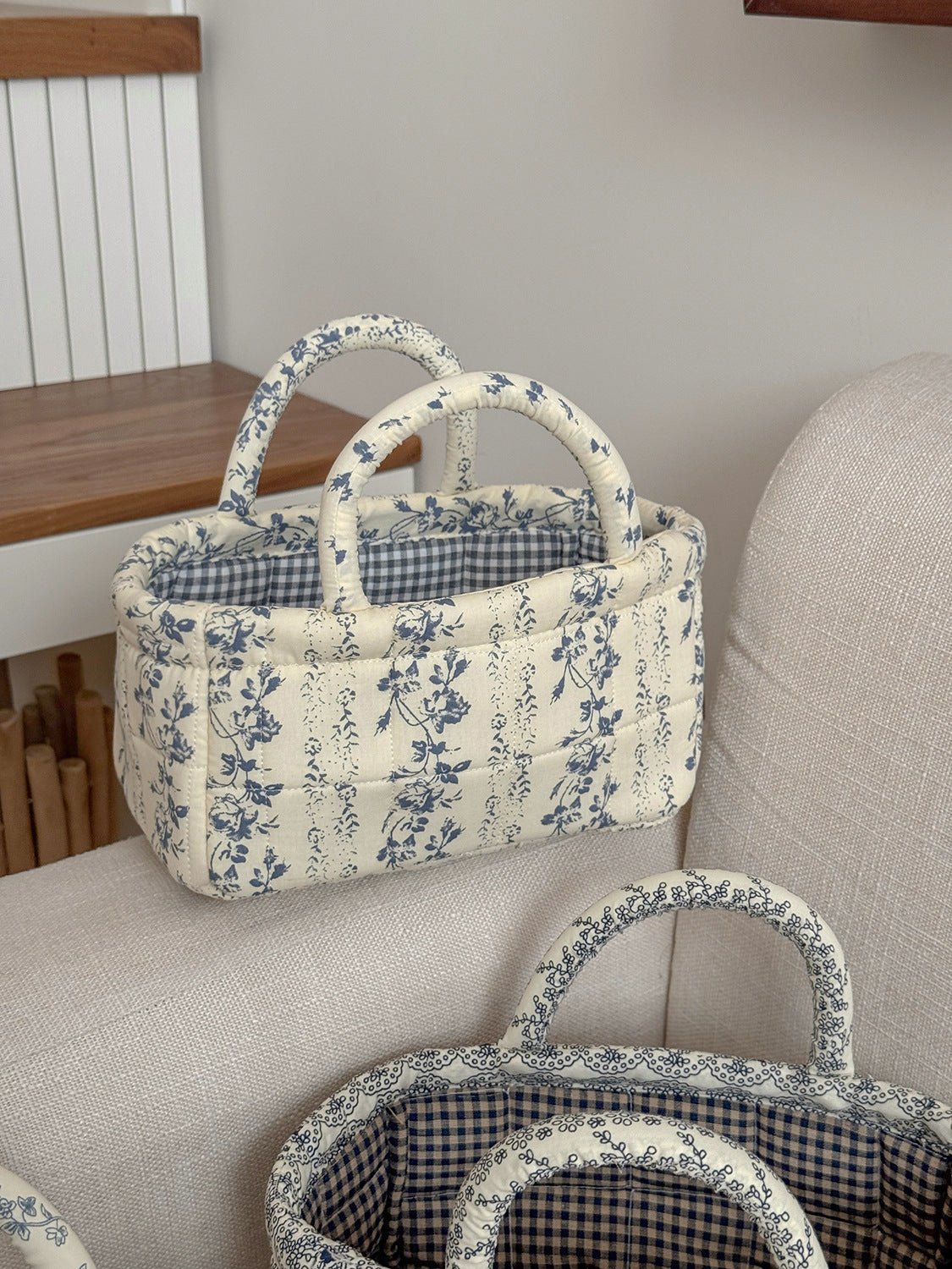 Pastoral Floral Desktop Organizer Basket