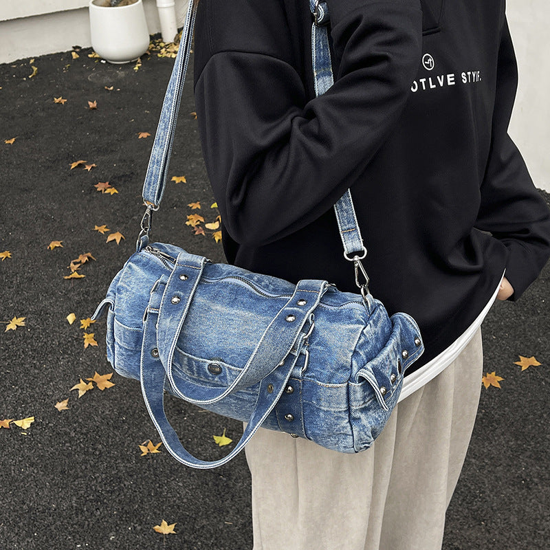 Women 2026 Punk Denim Bag, Large Capacity Crossbody Tote