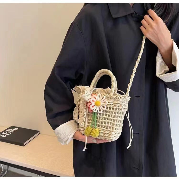 Women Premium Straw 2026 Summer New Unique Crossbody Woven Bucket Bag