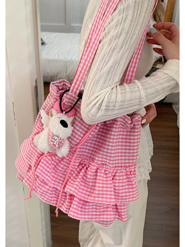 Women Cute College Large Capacity Canvas Lace Tote Bag