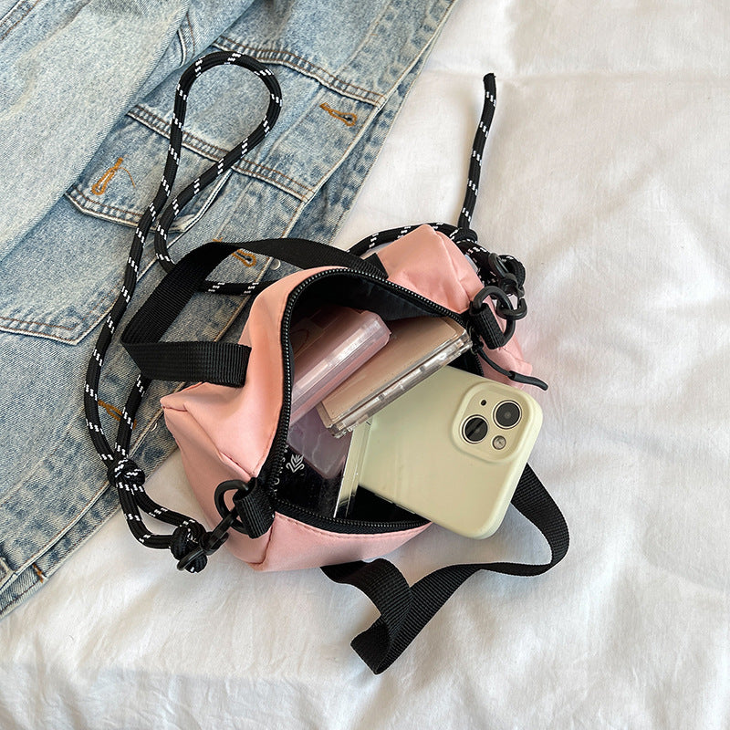 Oxford Cloth Mini Cylindrical Shoulder Bag