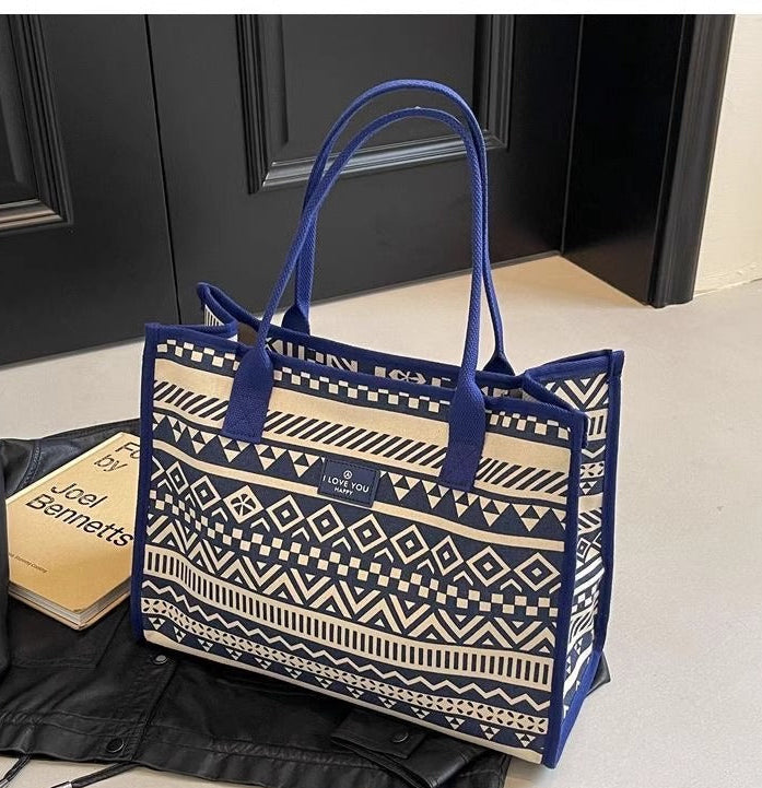 Women Large-Capacity Canvas Tote Bag Commuter One-Shoulder Mommy Bag