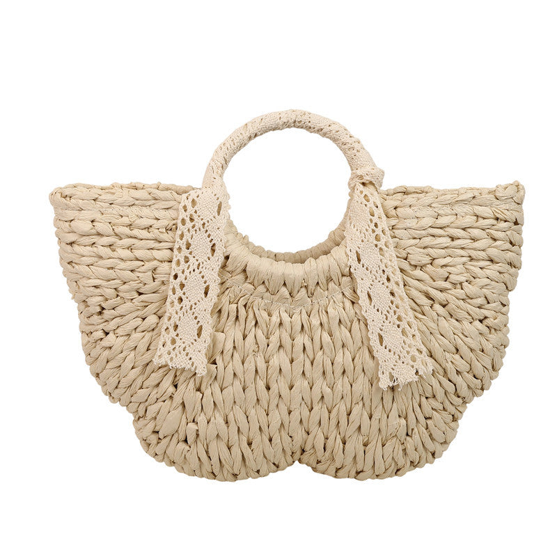 Women Vintage Handheld Woven Beach Japanese Korean 2026 Casual Straw Bag
