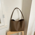Classic Minimalist Woven Hobo Shoulder Bag with Matching Pouch