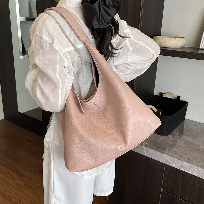 Minimalist Soft PU Leather Shoulder Tote Bag