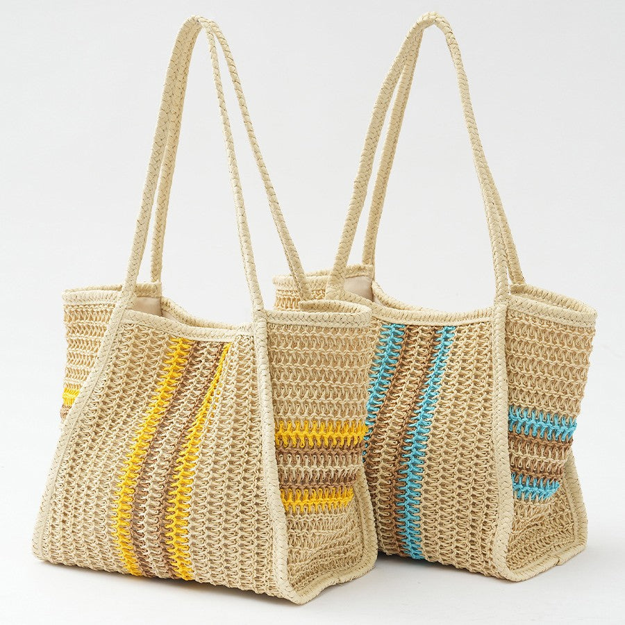 Women's Large Capacity Woven Commuting Beach Tote Bag