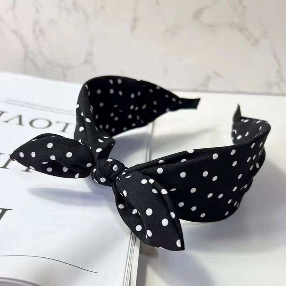 Retro Polka Dot Bow Wide Headband