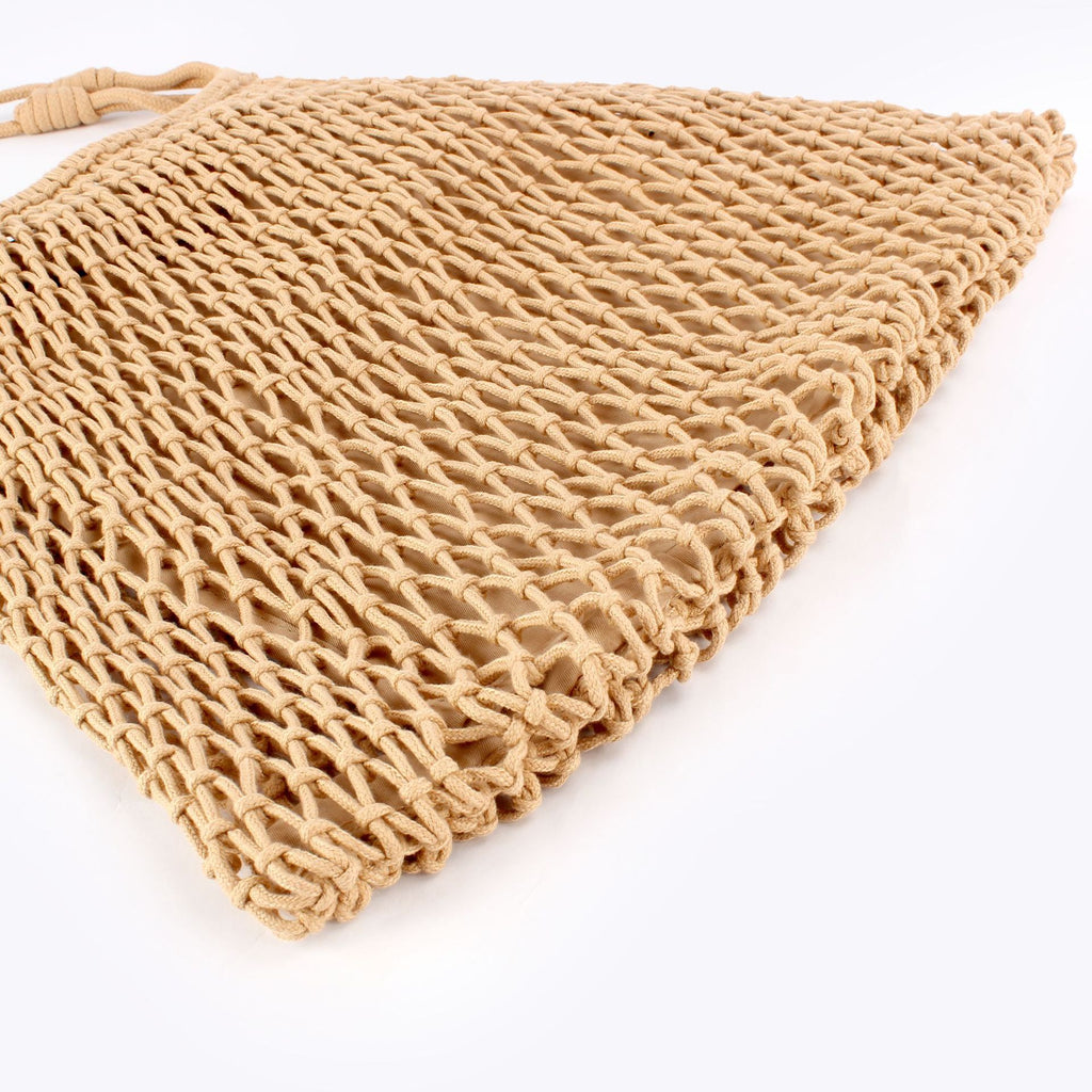 Oversized Boho Handwoven Cotton Rope Net Shoulder Bag with Inner Lining