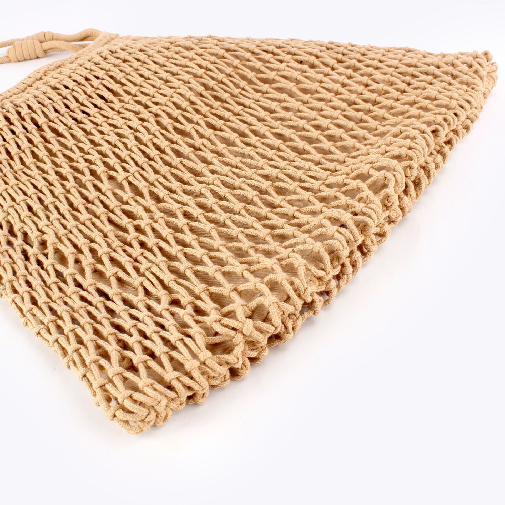 Oversized Boho Handwoven Cotton Rope Net Shoulder Bag with Inner Lining