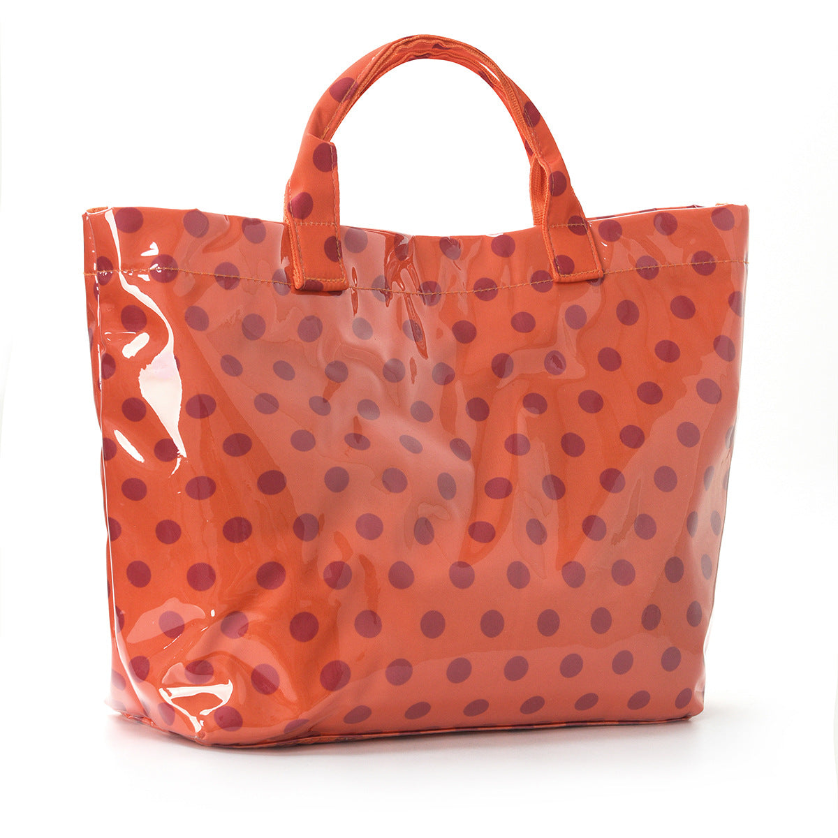 Polka Dot Contrast Color Tote Bag Waterproof Pvc Large Capacity Handbag Women'S Travel Storage Large Capacity Tote Bag