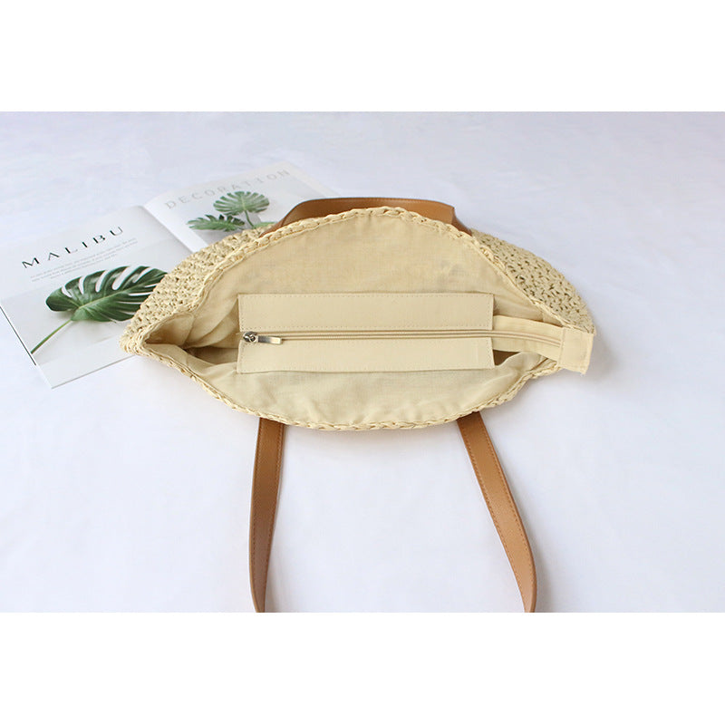 Women Hollow Out Handmade Woven Shoulder Beach Bag