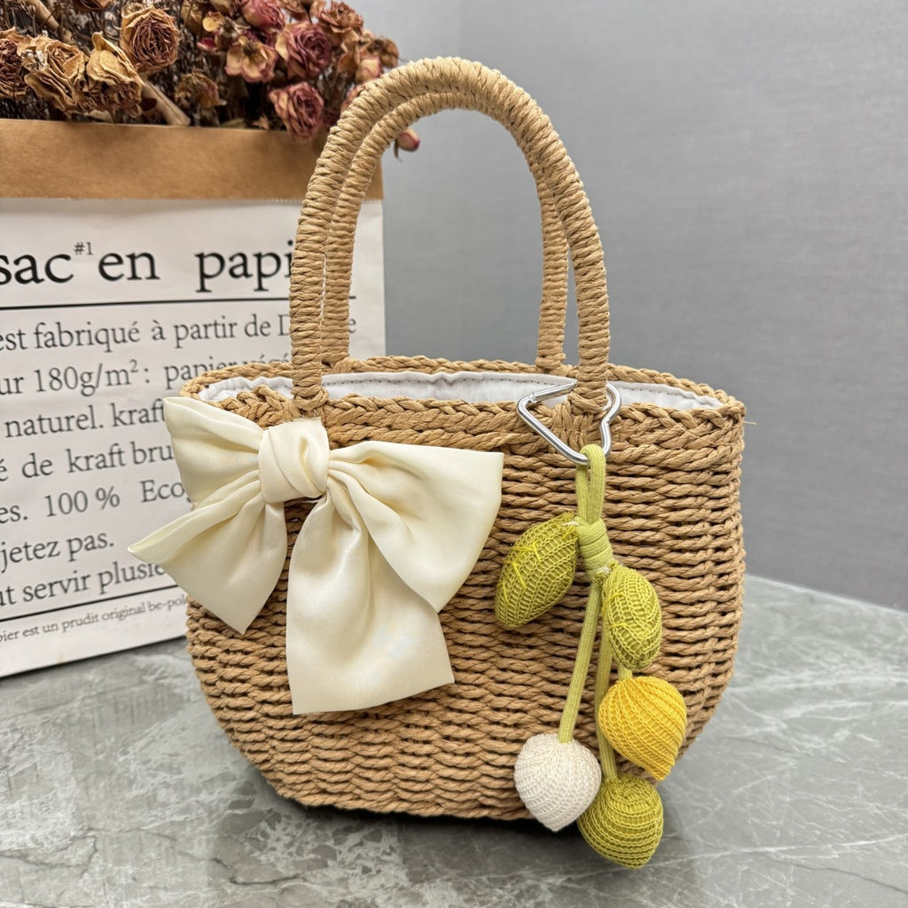 Lined Handwoven Straw Souvenir Bag