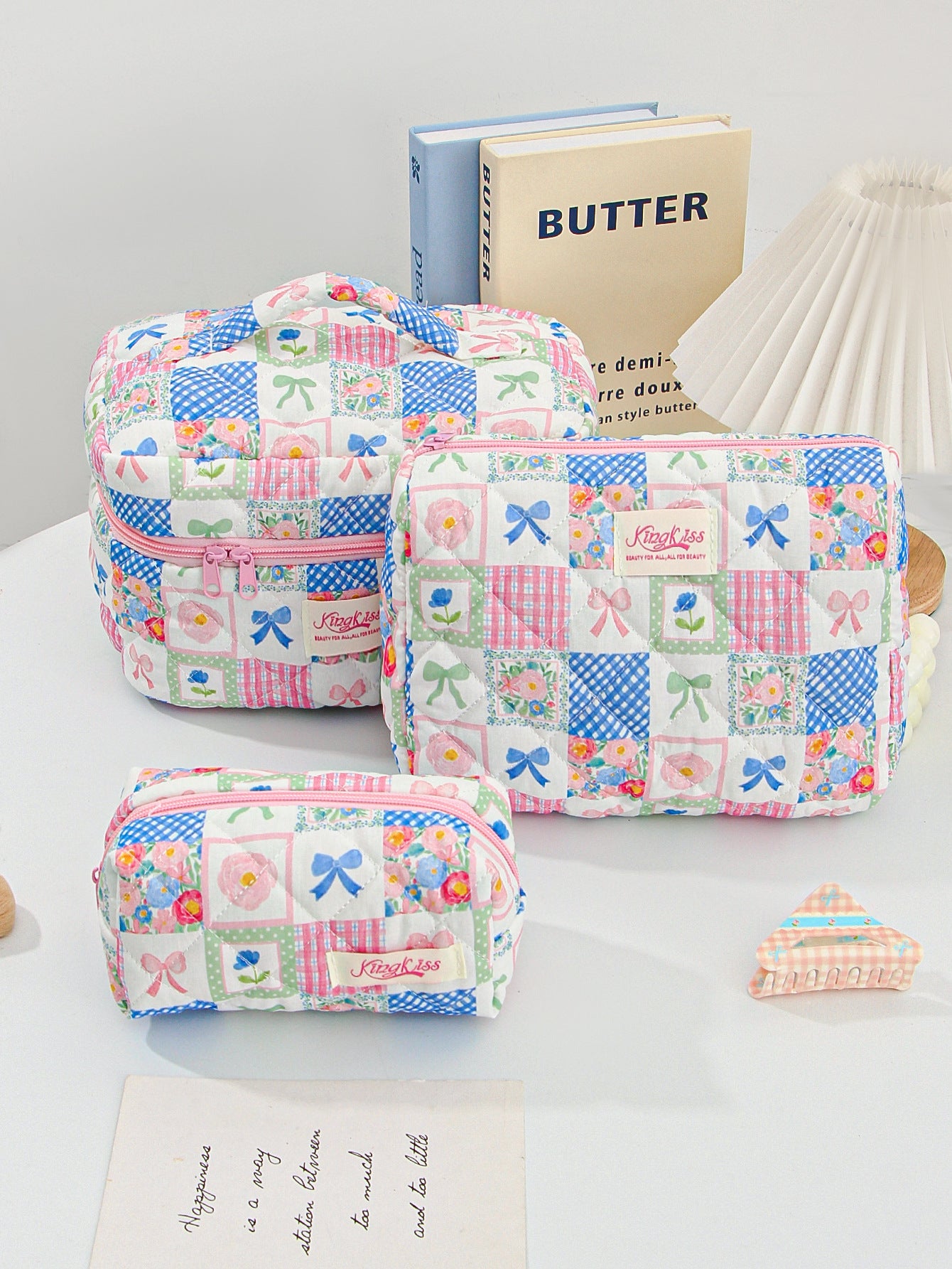Canvas Striped Octagonal Large-Capacity Toiletry Bag