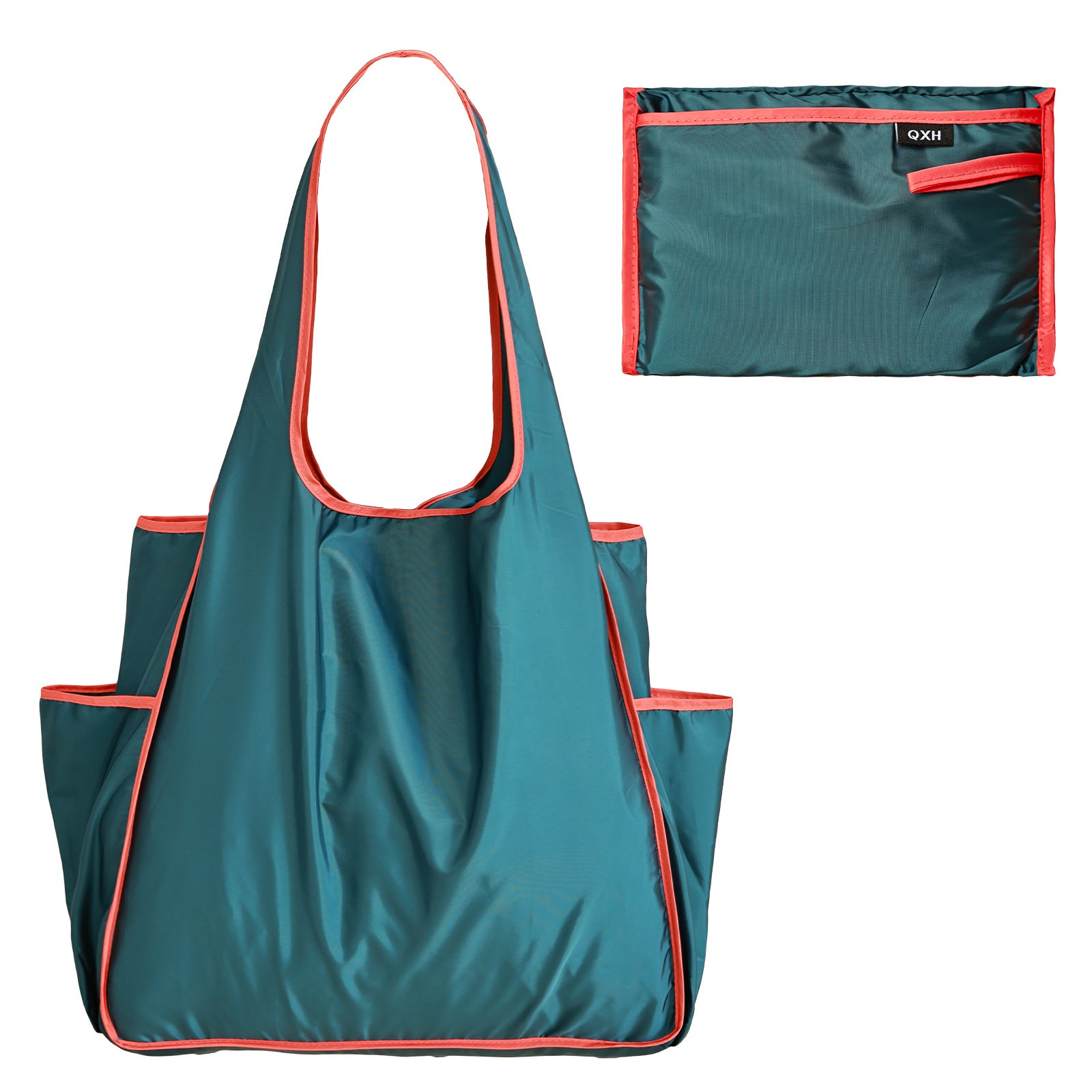 Color Block Large Capacity Folding Waterproof Shopping Bag