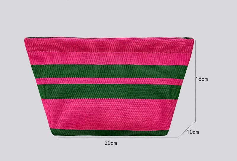 Striped Knitted Wool Cosmetic Clutch Bag