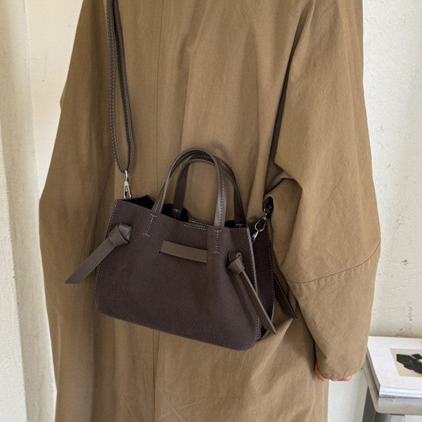 Vintage Suede Convertible Crossbody bag with Tie Detail