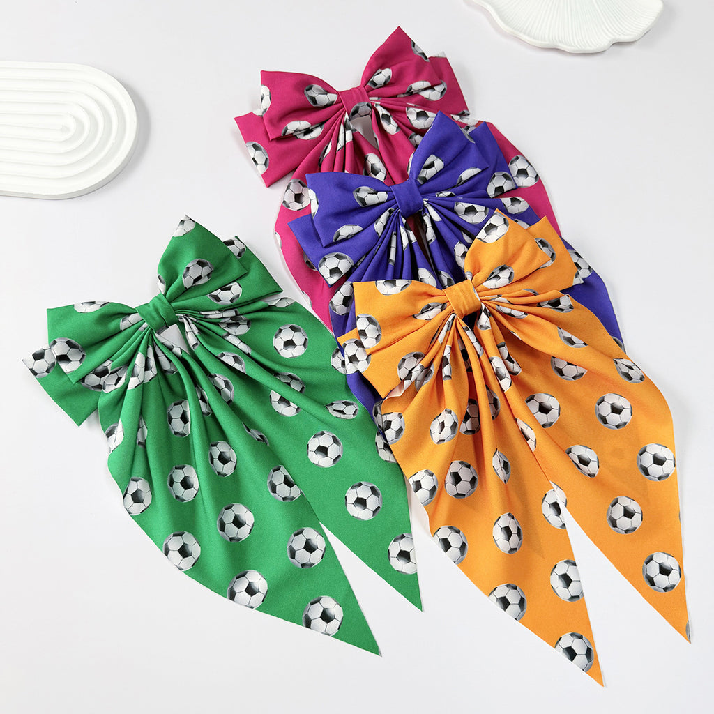 World Cup Football Print Bow Hair Clip
