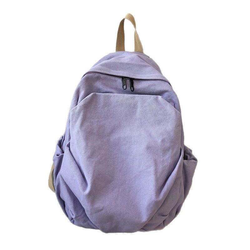 Niche Canvas School Bag New Large Capacity Junior High School College Student Backpack Female Backpack Simple Retro Travel Bag
