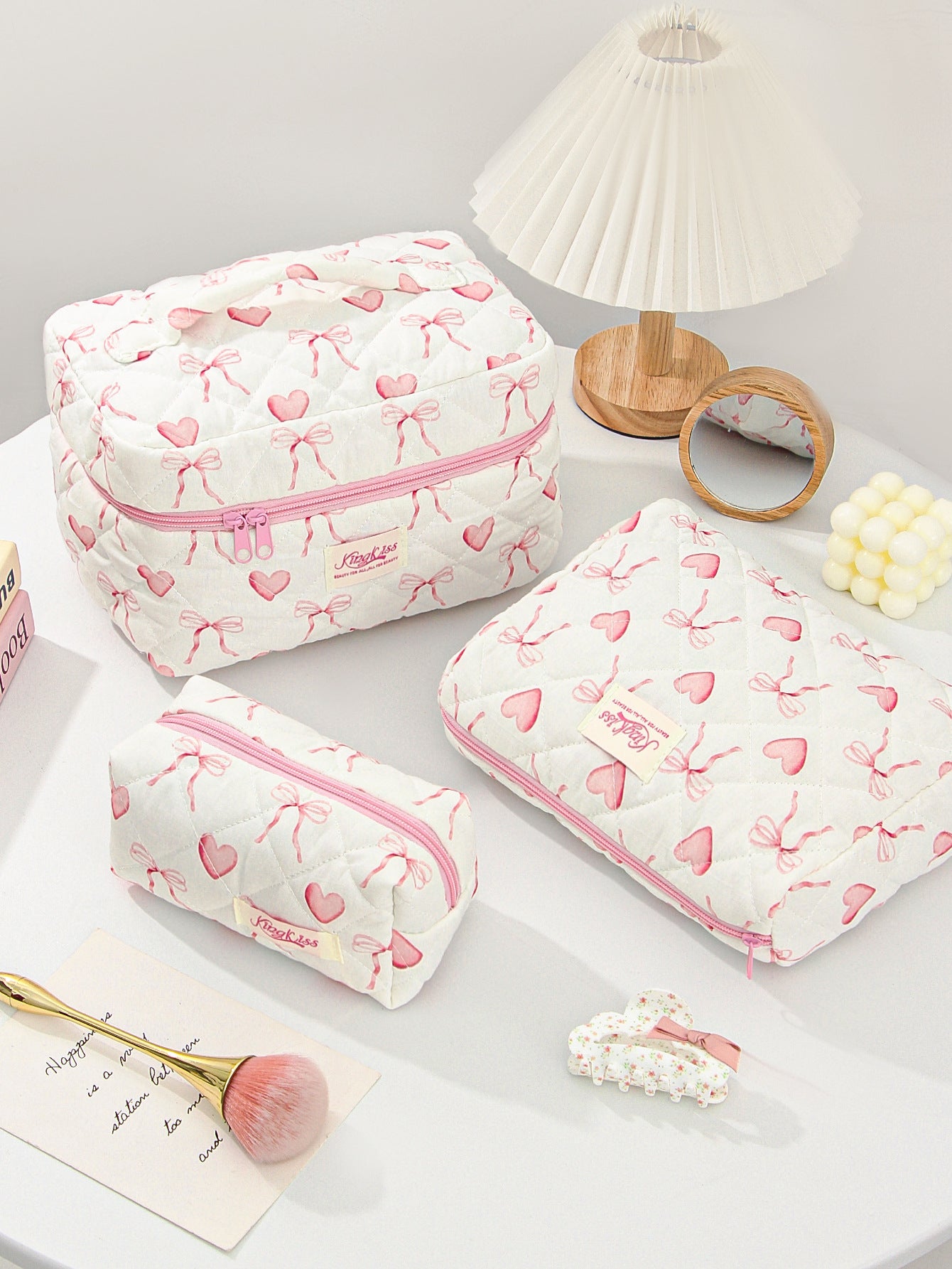 Canvas Striped Octagonal Large-Capacity Toiletry Bag