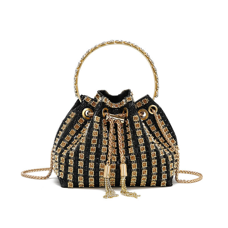 Gradient Full Diamond Tassel Evening Bag