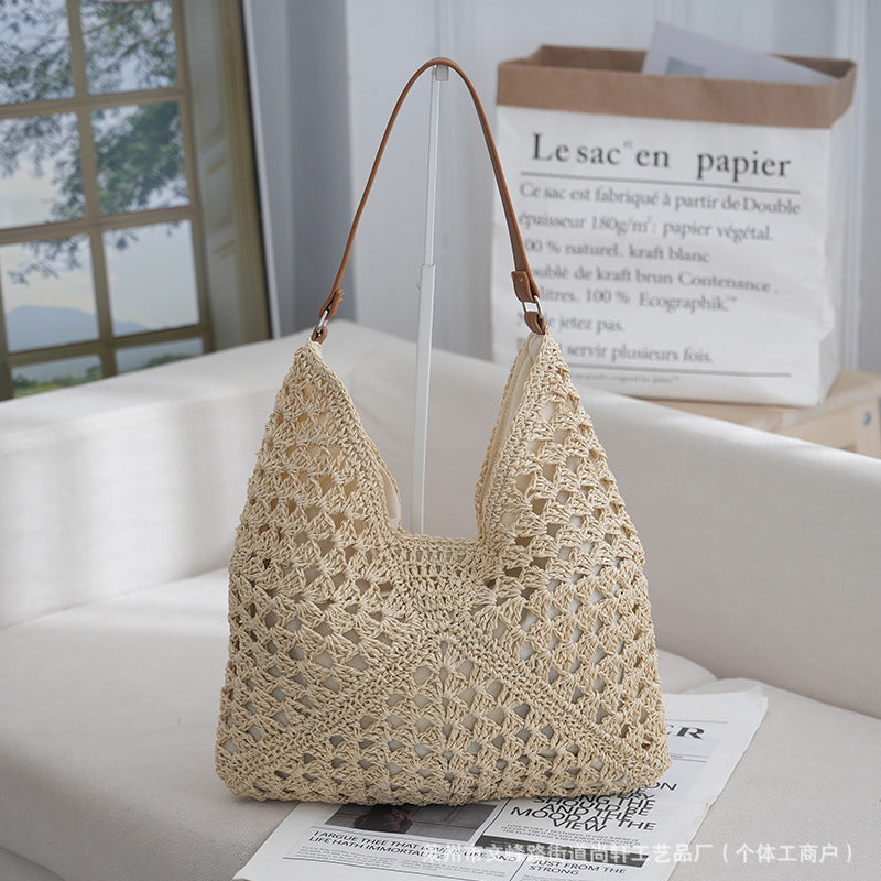 Summer Hollow Woven Straw Versatile Commuter Armpit Bag