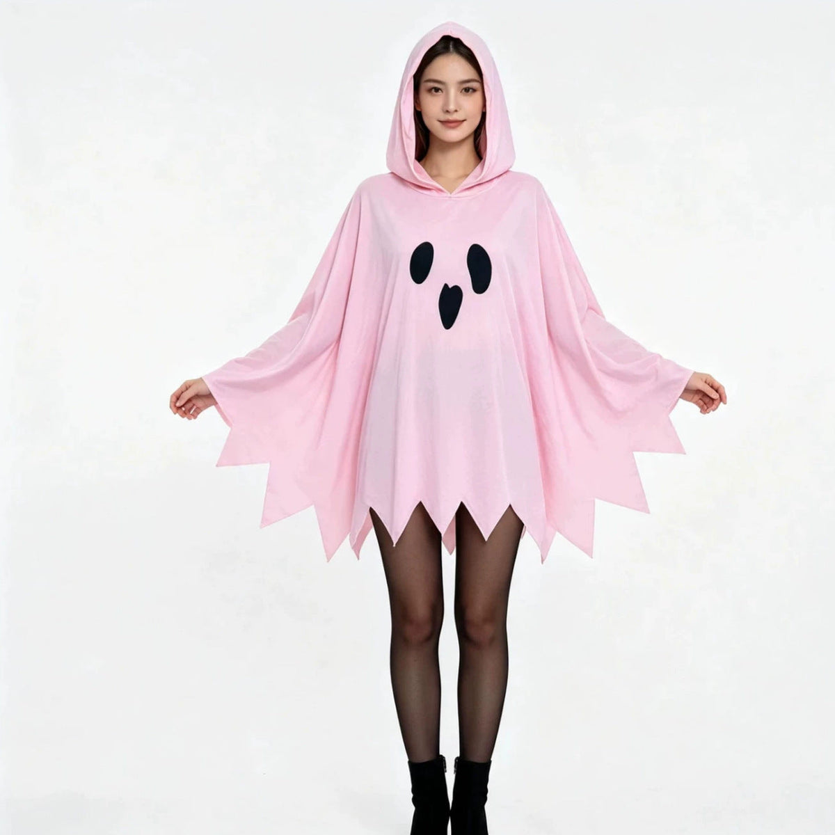 Oversized  Hooded Ghost Halloween Poncho Costume in White or Pink