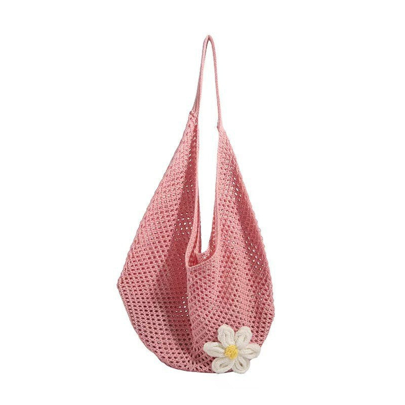 Handwoven Crochet Mesh Knit Shoulder Tote Bag