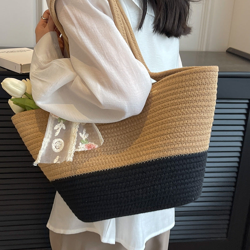 Women Woven Crossbody Shoulder Tote Beach Bag