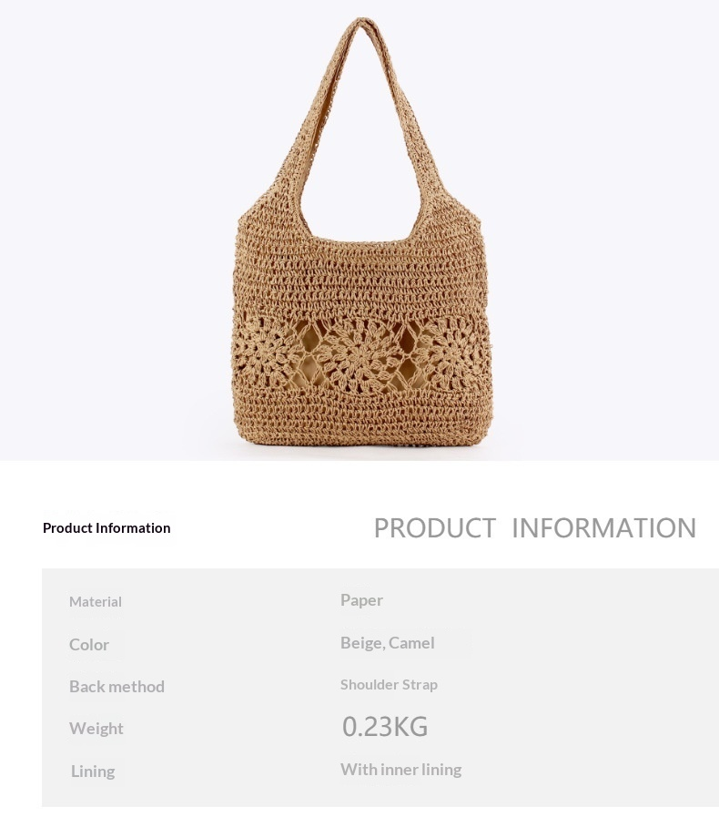 New Woven Shoulder Bag, Beach Vacation Photo, Daily Leisure, Work And Commuting, Versatile, Simple And Niche Women'S Bag