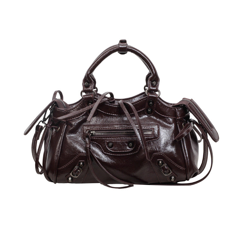 Y2K Studded PU Shoulder Bag with Buckle Details