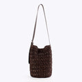 Boho Handwoven Paper Straw Bucket Adjustable Crossbody Shoulder Bag