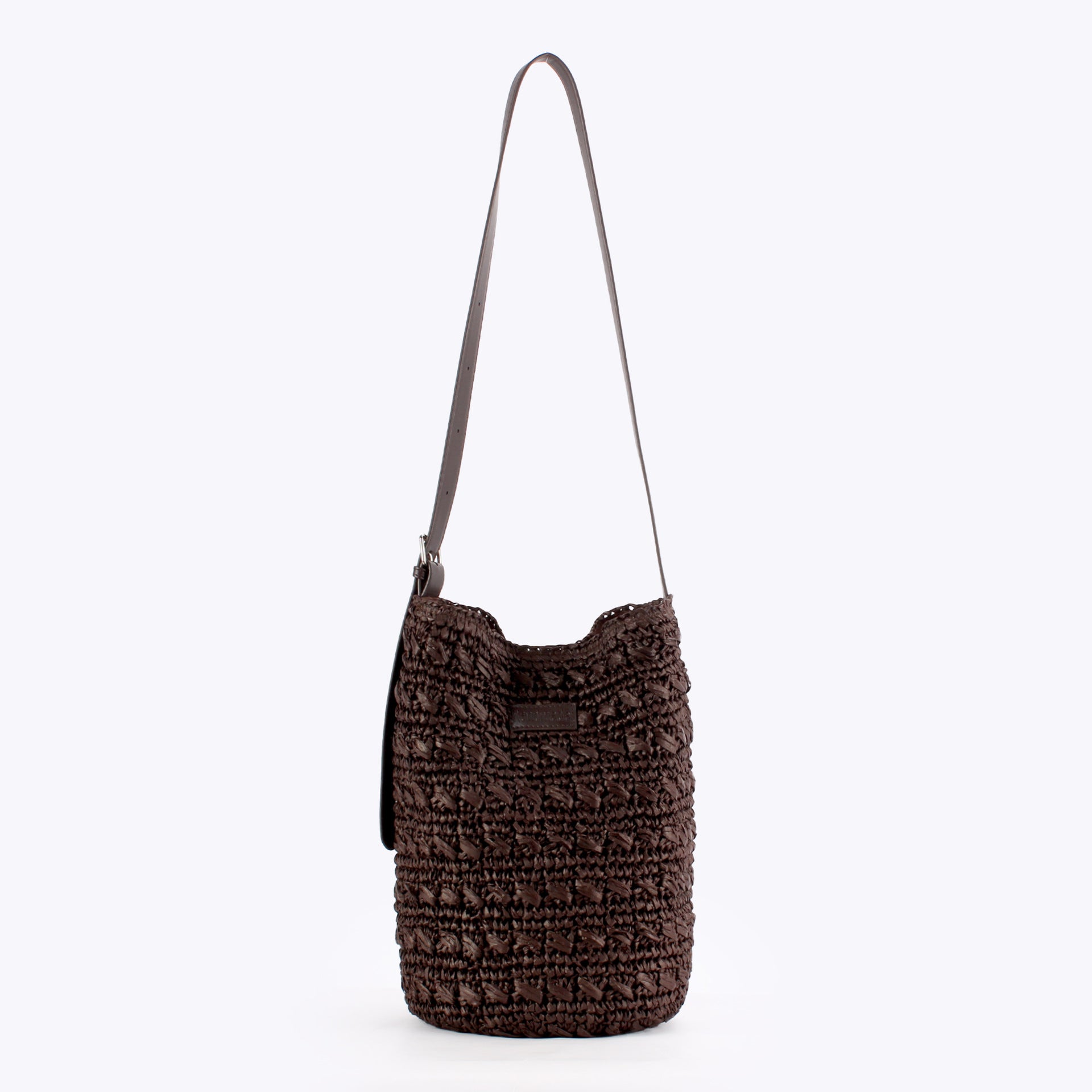 Boho Handwoven Paper Straw Bucket Adjustable Crossbody Shoulder Bag