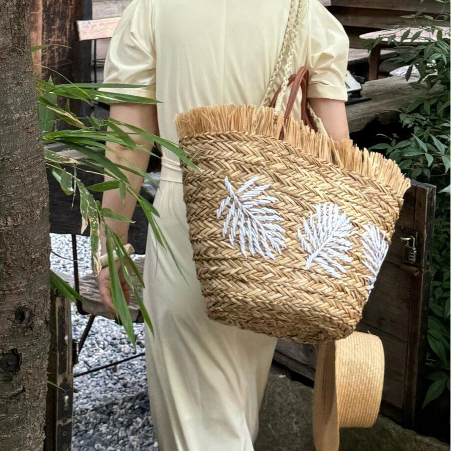 Large Capacity Woven Vegetable Basket One-Shoulder Bag