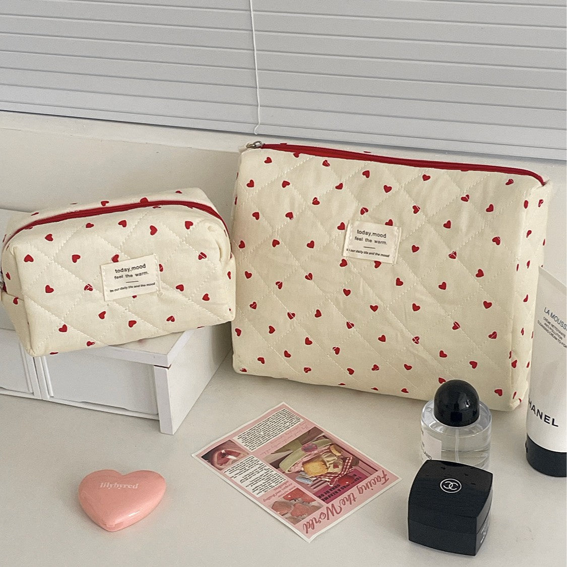 Red Love Large Capacity Toiletry Bag