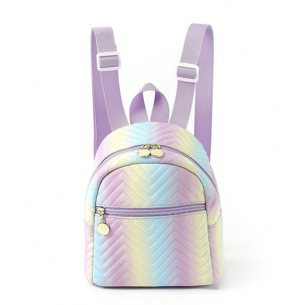 Rainbow Multicolor Pu Quilted Mini Backpack