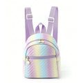 Rainbow Multicolor Pu Quilted Mini Backpack