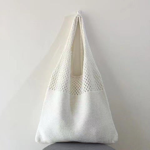 Handwoven Knit Shoulder Large Capacity Crochet Everyday Tote Bag