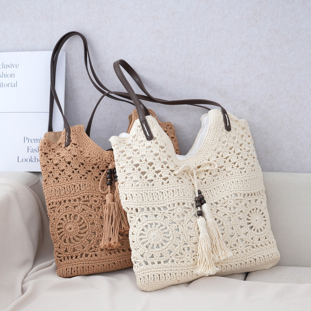 Casual Straw Handmade Woven Large Capacity Beach Shoulder Bag